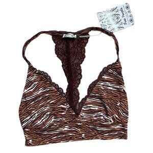 NWT Free People Lauren Bralette Animal Print Brown/Sand Combo - XS